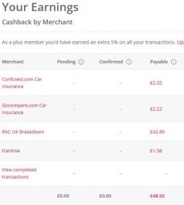 My Available Funds waiting to be paid from TopCashBack