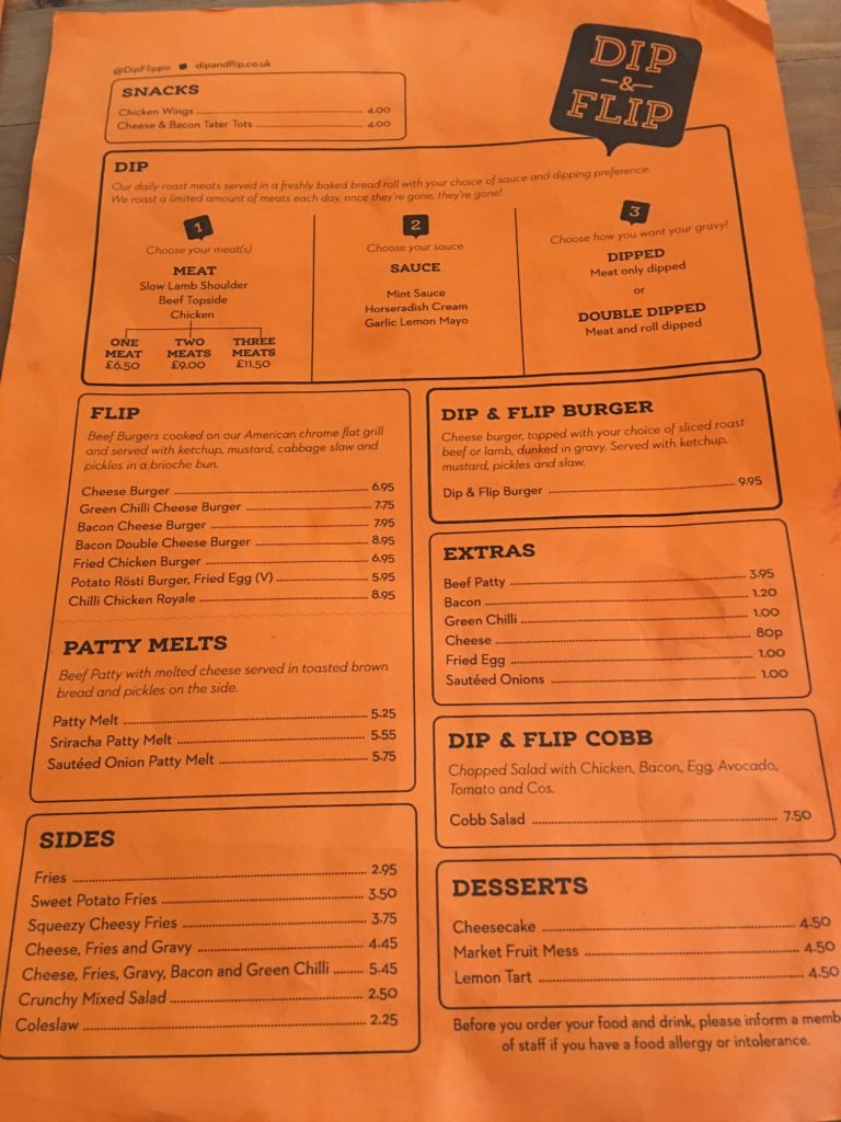 Dip & Flip Menu