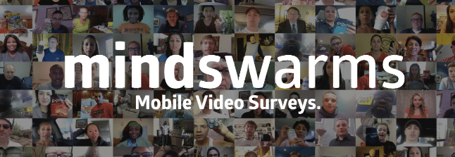 Banner Image for the Mindswarms app showing multiple videos of people reviewing items using a webcam