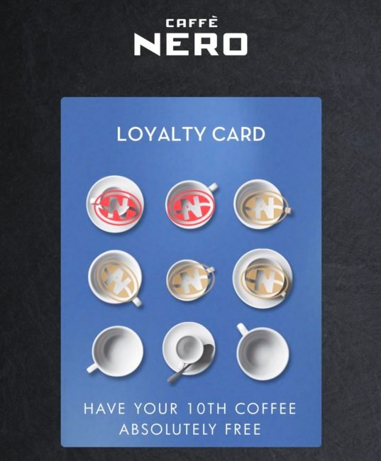 Caffe Nero Loyalty Card Free Drink