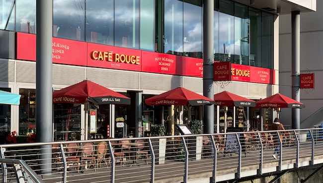 A photo of the front of the Cafe Rouge at St Kathryn Docks