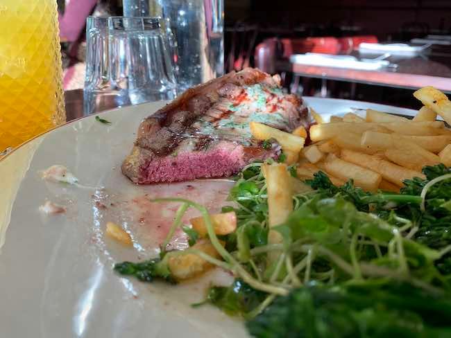 a photo of the pink of the steak served at Cafe Rouge St Kathryn Dock