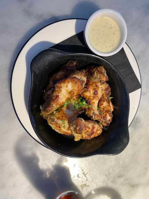 An overhead photo of the chicken wings from Pizza Express