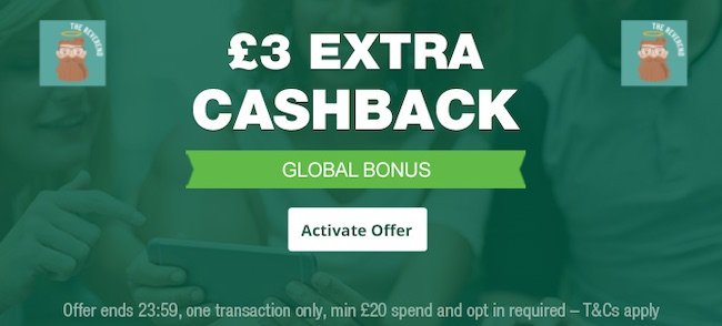 TopCashback Banner Advertising the Bonus £3 Cashback