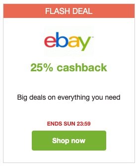 Icon from Quidco Showing the 25% eBay cashback