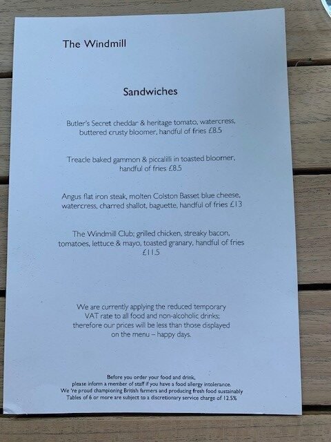 A Photo of the Sandwich menu from The Windmill Clapham Common