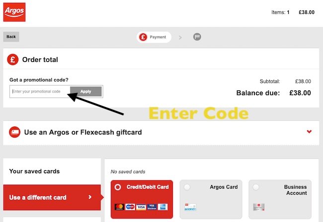 Argos Discount Code Box