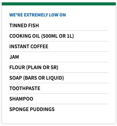 The Trussell Trust 2021 - Clapham Foodbank Advent - Foodbank Needs 2021