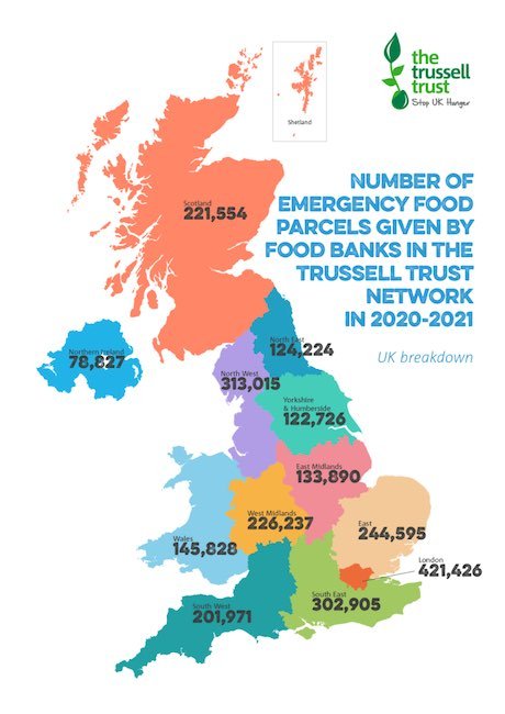 Foodbank Advent - Map of UK Foodbank Useage 2021